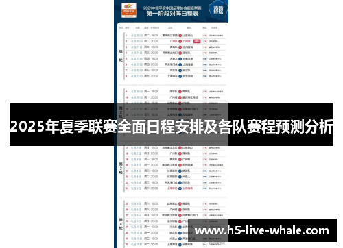 2025年夏季联赛全面日程安排及各队赛程预测分析